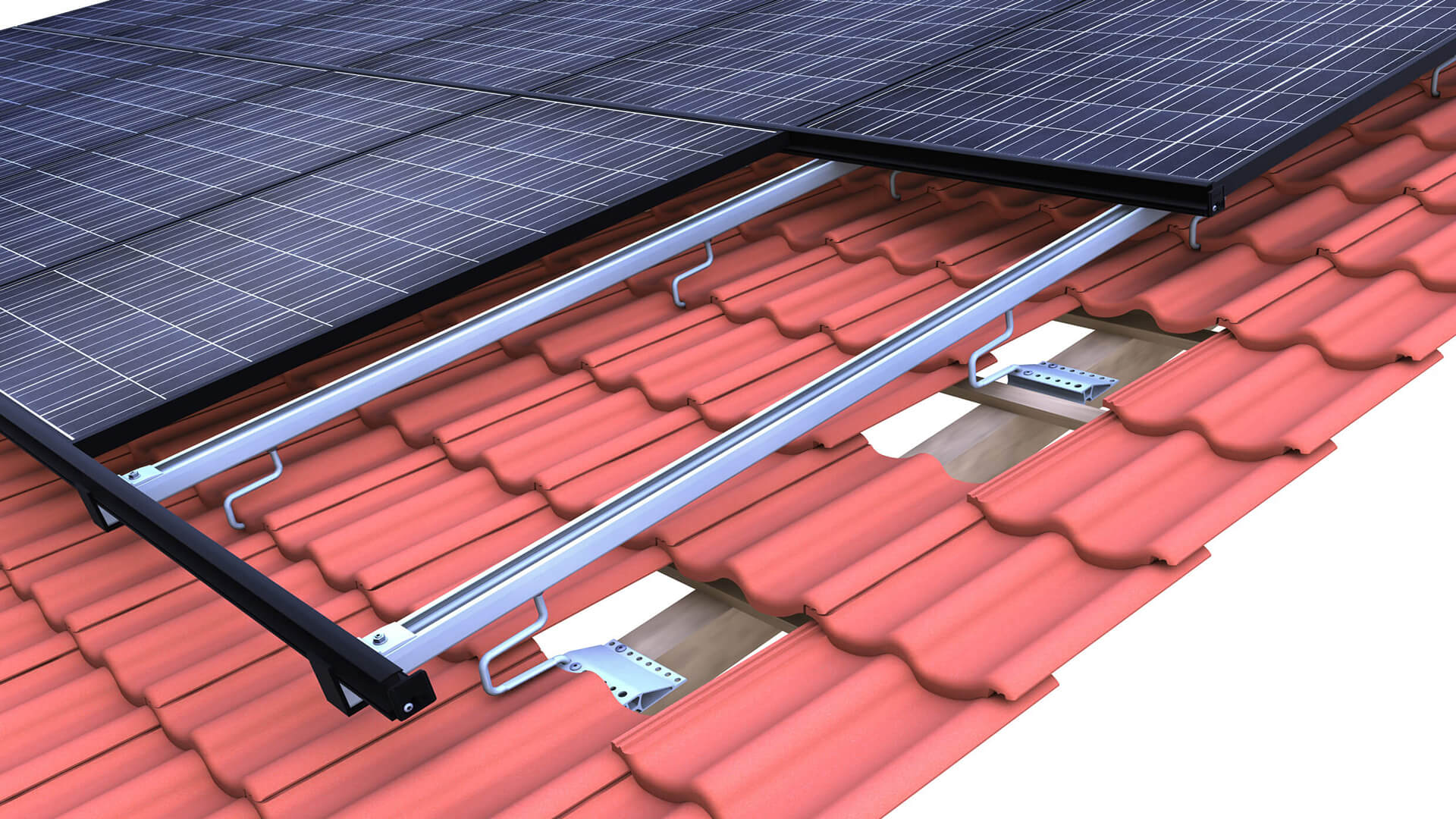 [Translate to DA:] Tile roof insertion system top-fix
