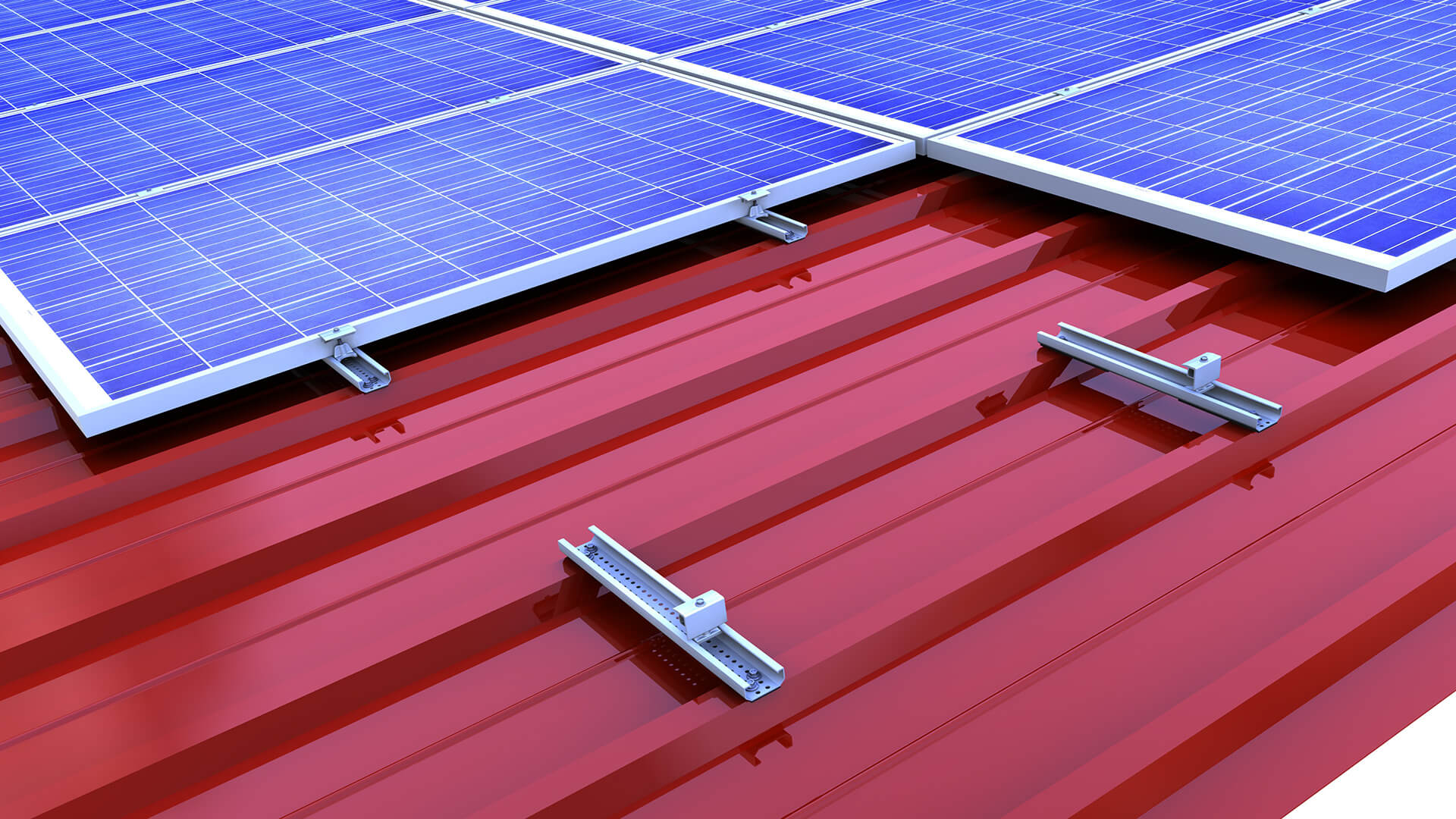 Photovoltaik-Befestigung auf Trapezblech Klemmsystem hochkant