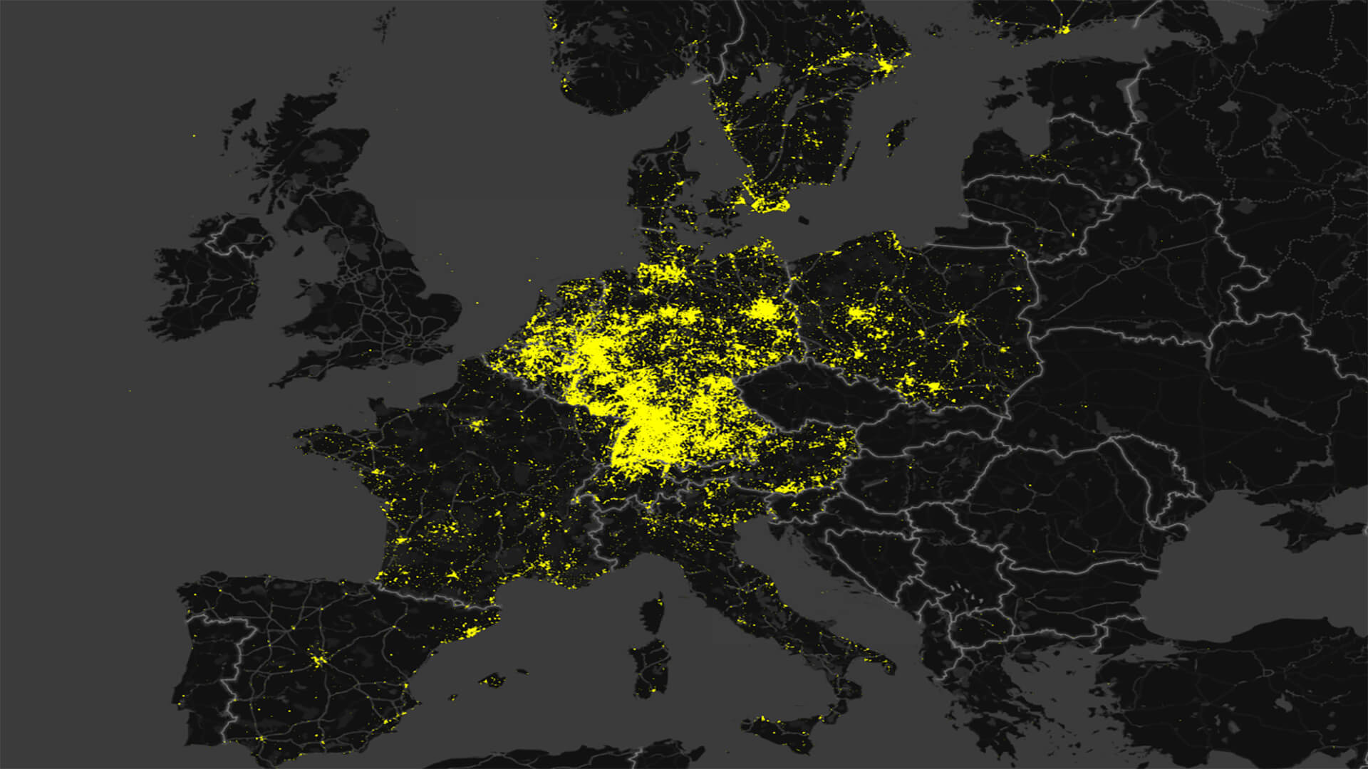 Europakarte die die Häufung an Solaranlagen Planung zeigt