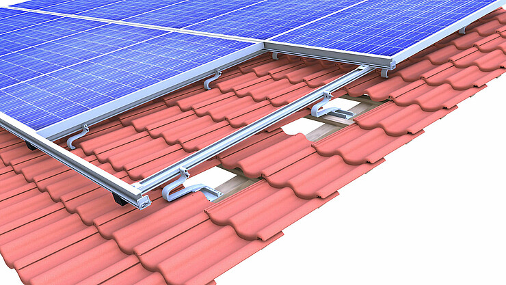 PV Montagesystem auf Ziegeldach Einlegesystem side-fix