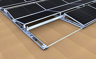 PV Flachdach Montagesysteme Ost-West Klicksystem novotegra PV Montagesystem auf Flachdach in Ost-West-Ausrichtung novotegra
